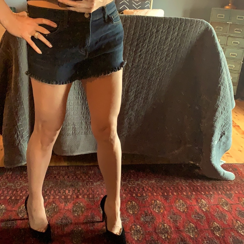 L’Agence cut-off frayed denim shorts